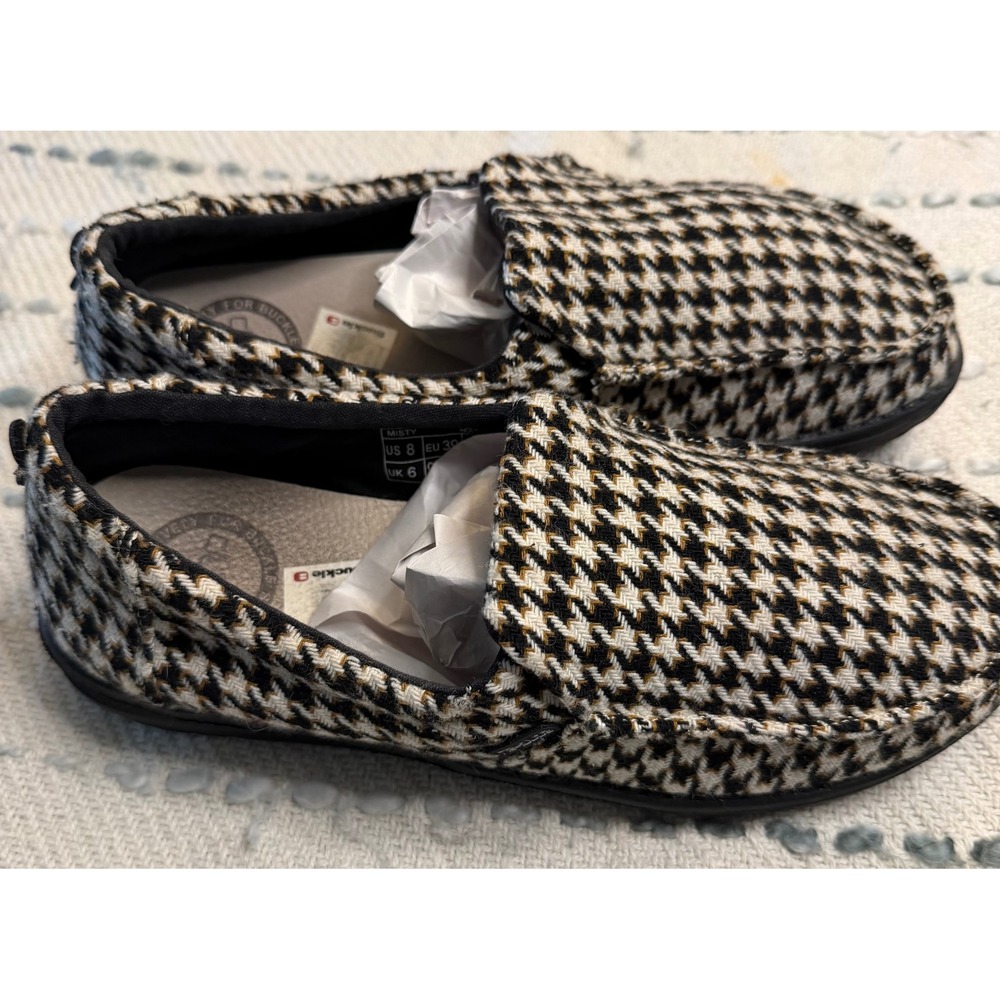 Hey Dude Misty Houndstooth Slip On Loafers Womens 8 Black Tan 140014817 Buckle